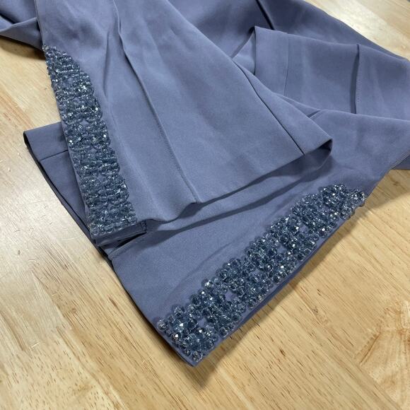 Cinq a Sept NWT Kayden Embellished Dress Pants Blue Size 0 Beaded Ankle Pleated - Picture 9 of 11